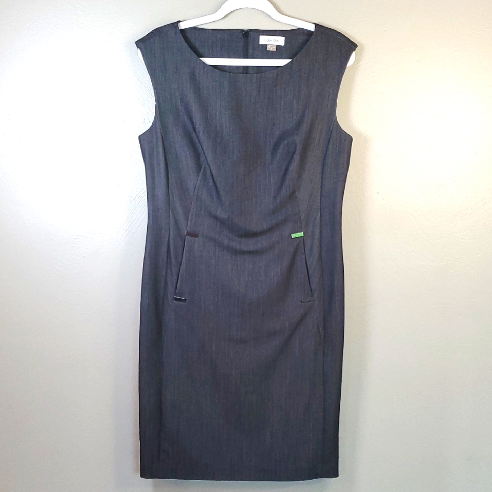 Calvin Klein Sleeveless Gray Midi Dress. Size 10, So Nice! Euc
